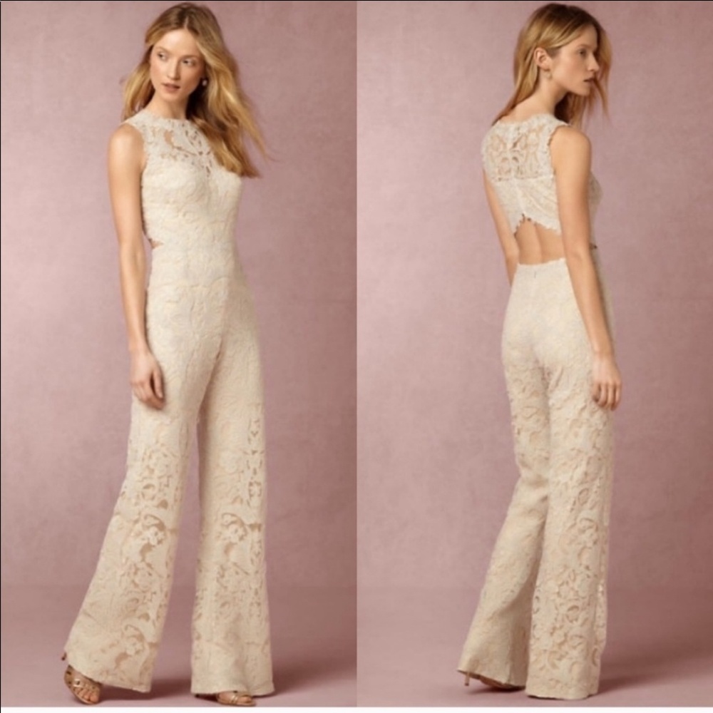 BHLDN Tadashi Shoji Ivory  Lace Jumpsuit